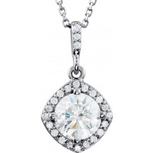 14K White 1 CTW Diamond Halo-Style 18 Necklace - 8530660003P
