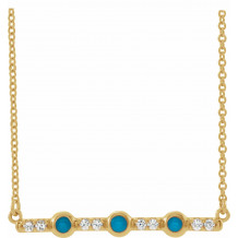 14K Yellow Turquoise & 1/8 CTW Diamond Bar 18 Necklace - 86817626P
