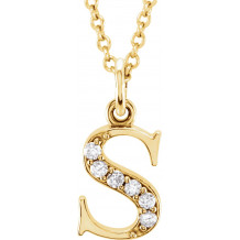 14K Yellow .03 CTW Diamond Lowercase Initial s 16 Necklace - 8580360055P