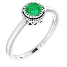 14K White Emerald May Birthstone Ring - 651609110P