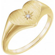 14K Yellow .01 CT Diamond 11.9 mm Heart Starburst Ring - 122818601P