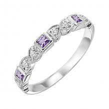 Gems One 10Kt White Gold Diamond (1/10Ctw) & Amethyst (1/5 Ctw) Ring - FR1208-1WD