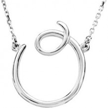 14K White Script Initial O 16 Necklace - 84635217P