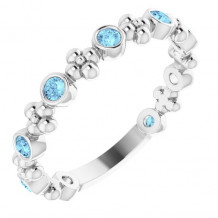 14K White Aquamarine Beaded Ring - 71923615P