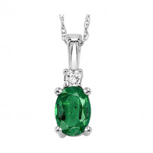 Gems One 14Kt White Gold Diamond (1/20Ctw) & Emerald (3/8 Ctw) Pendant - NP706-4WCE