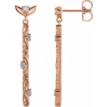 14K Rose 1/8 CTW Diamond Vintage-Inspired Dangle Earrings - 87044602P