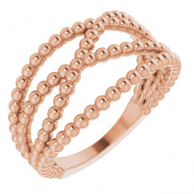 14K Rose Beaded Criss-Cross Ring - 51674602P