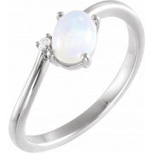 14K White Ethiopian Opal & .015 CT Diamond Bypass Ring - 72085600P