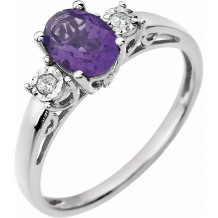 14K White Amethyst & .04 CTW Diamond Ring - 651544101P