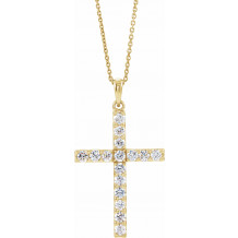 14K Yellow 1 CTW Diamond Cross 18 Necklace - R4230860029P