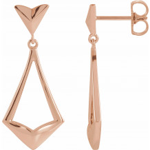 14K Rose Geometric Dangle Earrings with Backs - 86923602P