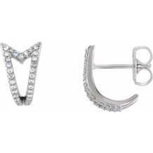 14K White 1/6 CTW Diamond Geometric J-Hoop Earrings - 86479600P