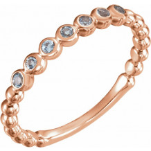 14K Rose Aquamarine Stackable Ring - 71813602P