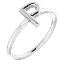 14K White Initial P Ring - 51895191P