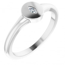 14K White .05 CT Diamond Signet Ring - 124356101P