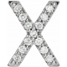 14K White .06 CTW Diamond Single Initial X Earring - 867976120P