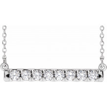 14K White 1/2 CTW Diamond French-Set Bar 16 Necklace - 86969720P
