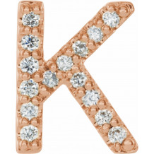 14K Rose .05 CTW Diamond Single Initial K Earring - 867976052P