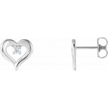 14K White 1/10 CTW Diamond Heart Stud Earrings - 86702600P