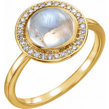 14K Yellow Rainbow Moonstone & 1/8 CTW Diamond Halo-Style Ring - 71821610P