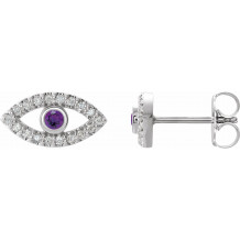14K White Amethyst & White Sapphire Earrings - 86884624P
