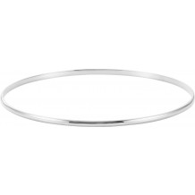 14K White 2 mm Half Round Bangle 7 1/2 Bracelet - BRC111653P