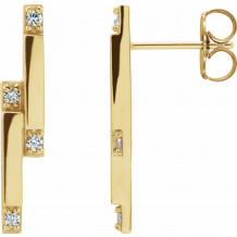 14K Yellow 1/10 CTW Diamond Bar Earrings - 87051601P