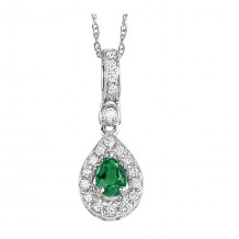 Gems One 14Kt White Gold Diamond (1/10Ctw) & Emerald (1/5 Ctw) Pendant - FP4015-4WCE