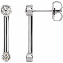 14K White 1/5 CTW Diamond Bezel-Set Bar Earrings - 87007600P