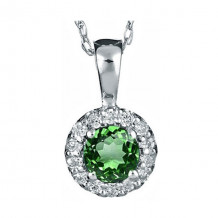 Gems One 14Kt White Gold Diamond (1/12Ctw) & Emerald (1/4 Ctw) Pendant - NP711-4WCE