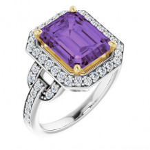 14K White/Yellow Amethyst & 1/2 CTW Diamond Ring - 7185860000P