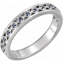 14K White Blue Sapphire Stackable Ring - 71831635P