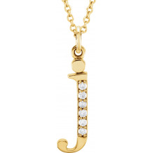 14K Yellow .025 CTW Diamond Lowercase Initial j 16 Necklace - 8580360028P