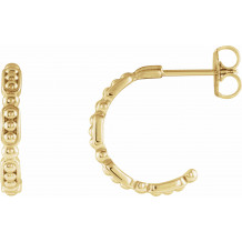 14K Yellow Beaded Hoop Earrings - 86684606P