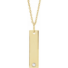 14K Yellow .03 CT Diamond Bar 16-18 Necklace - 86597617P