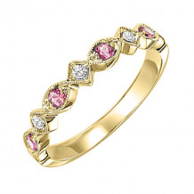 Gems One 10Kt Yellow Gold Diamond (1/20Ctw) & Pink Tourmaline (1/6 Ctw) Ring - FR1211-1YD