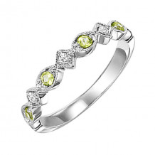 Gems One 10Kt White Gold Diamond (1/20Ctw) & Peridot (1/6 Ctw) Ring - FR1215-1WD