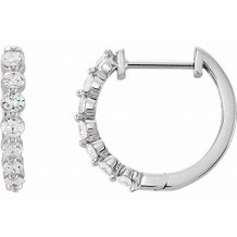 14K White 1/2 CTW Diamond 15.25 mm Hoop Earrings - 65214960005P