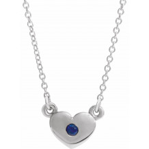 14K White Blue Sapphire Heart 16 Necklace - 8633560040P