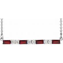 14K White Garnet & 1/5 CTW Diamond Bar 16-18 Necklace - 86790610P