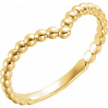 14K Yellow Beaded V Ring - 51730102P