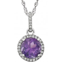 14K White Amethyst & 1/10 CTW Diamond 18 Necklace - 65130170002P