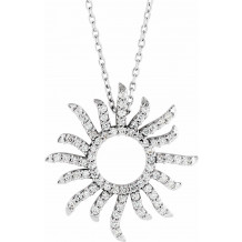 14K White 3/8 CTW Diamond Beaming Sun 16 Necklace - 6712084400P
