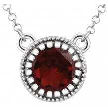 14K White Garnet January 18 Birthstone Necklace - 651611102P