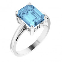 14K White Aquamarine Scroll Settingu00ae Ring - 70534102P