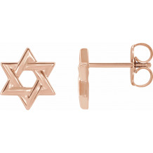 14K Rose Star of David Earrings - 86739602P