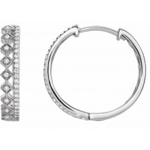 14K White 1/4 CTW Diamond Geometric Hoop Earrings - 653411601P