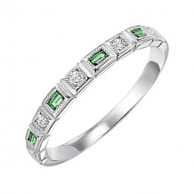 Gems One 10Kt White Gold Diamond (1/10Ctw) & Emerald (1/8 Ctw) Ring - FR1040-1WD