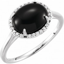 14K White Onyx & .06 CTW Diamond Ring - 7163370000P