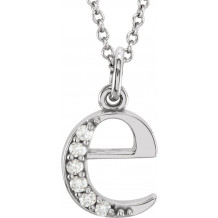 14K White .03 CTW Diamond Lowercase Initial e 16 Necklace - 8580360012P